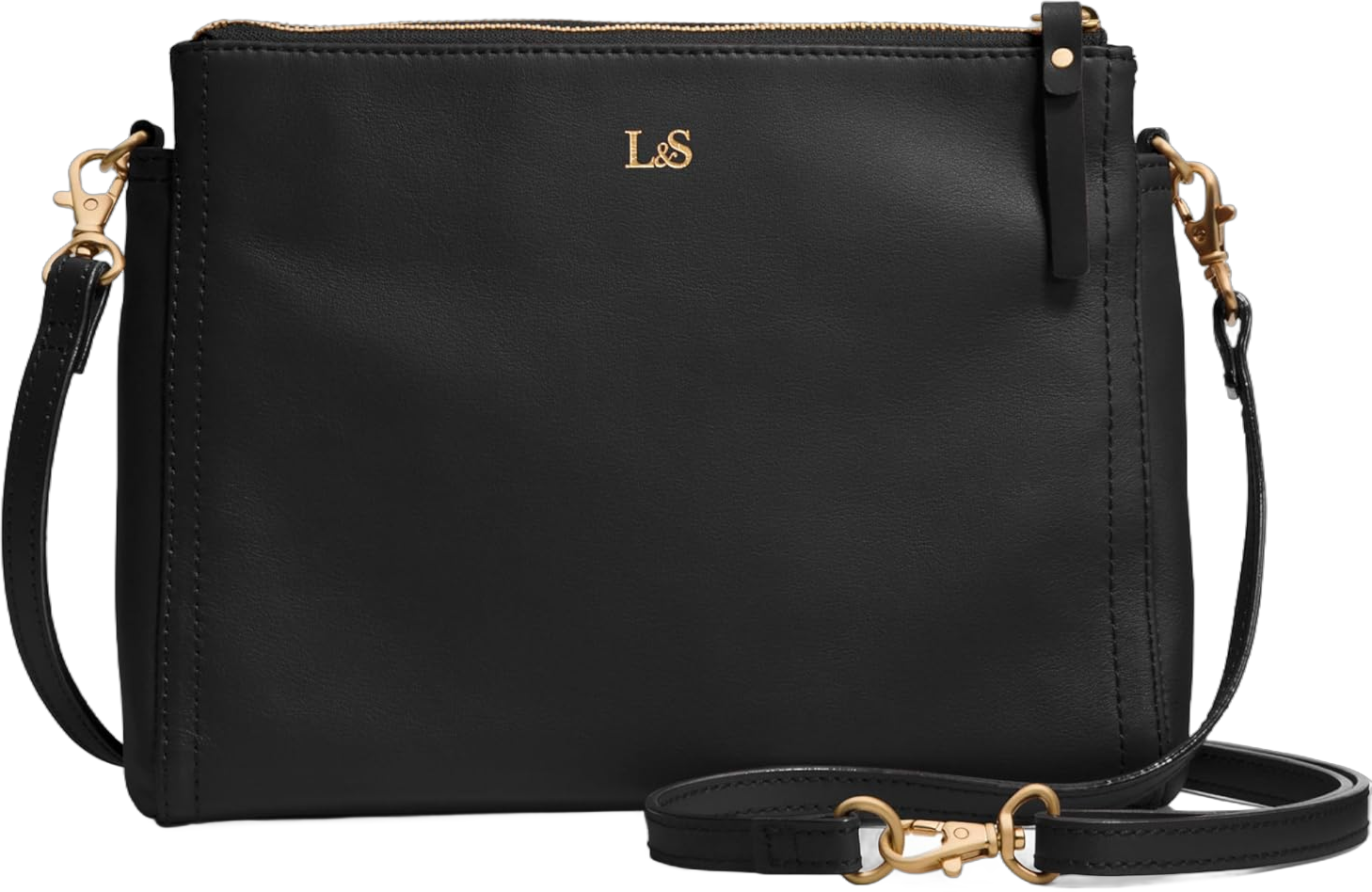 Lo & Sons The Pearl - Premium Crossbody Bag Made with Genuine Real Nappa Leather, Versatile Small Shoulder Bag for Women Black / Gold / Lavender