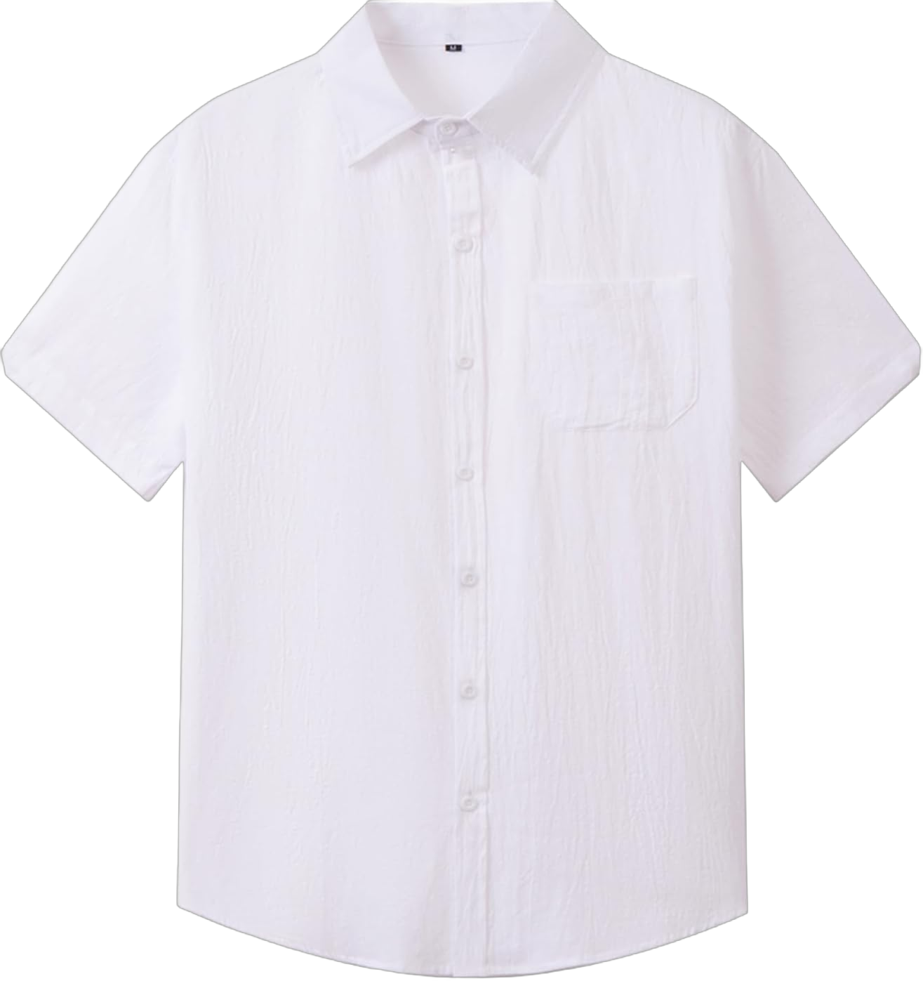 Short Sleeve Button Down Linen Shirts for Men Casual Cotton Summer Beach Shirt Tops Medium Spread Collar # White