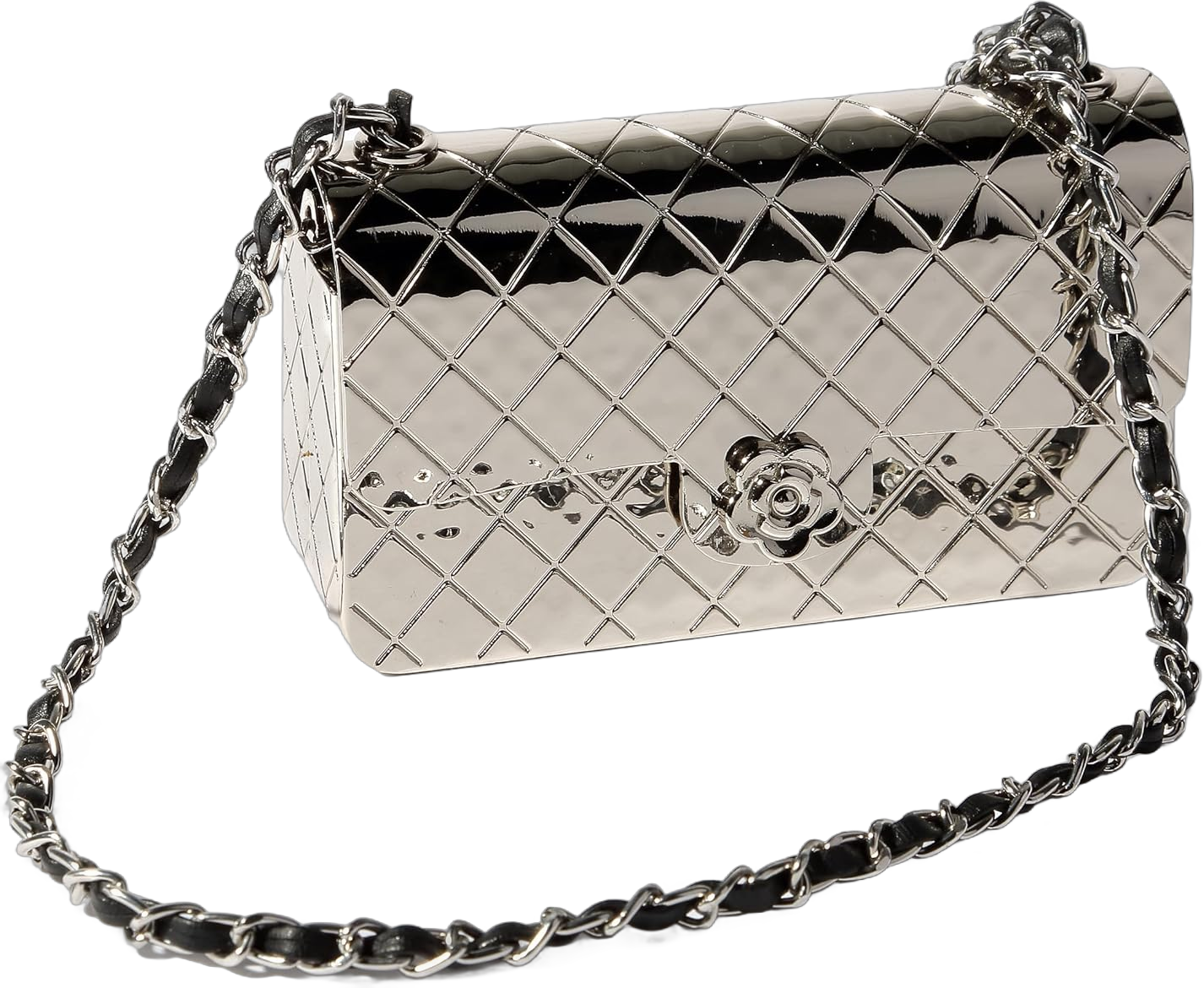 mini metal chain link clutch pattern metal evening clutch silver purse for women
