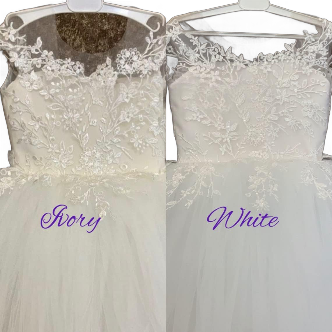 Lace Appliques Flower Girls Dresses for Wedding Party Dress Tulle First Communion Ball Gowns with Bow FL001 10 White