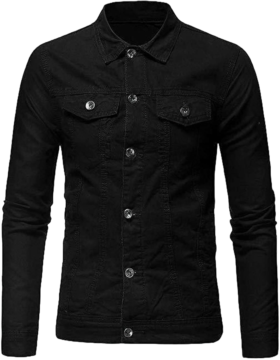 Men's Casual Classic Denim Jacket Slim Fit Fashion Jean Coat X-Large Black