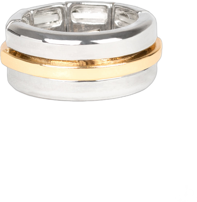 Battle Tank - Silver Gold Men Ring