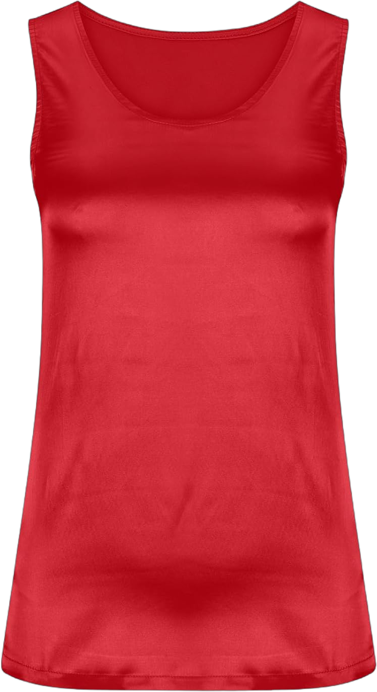 Silk Satin Tank Tops for Women Comfy Soft Sleeveless Crewneck Shirts Smooth Loose Fit Summer Camisoles Blouse Red