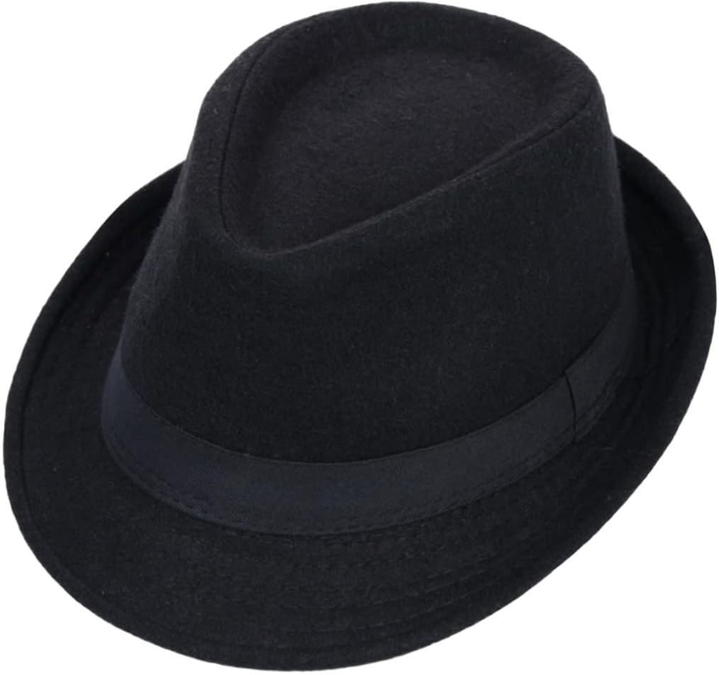 Mens Fedoras Trilby Hats, English Tweed Hat Vintage Felt Hat Vintage Gentleman Hat Black 56-58cm