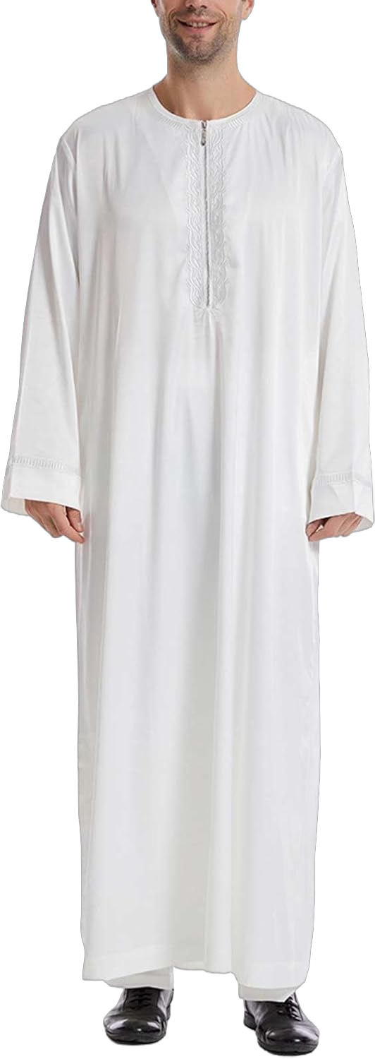 Mens Kurta Set Festive Season Ropa Arabe Para Hombre Choir Robe For Church Arabic Scarf Mens Shirts Tunic Tops Small White-3