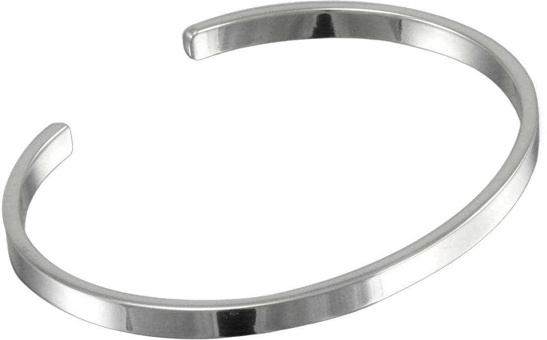 Men's Solid 925 Sterling Silver Bangle, Plain Silver Cuff Bracelet