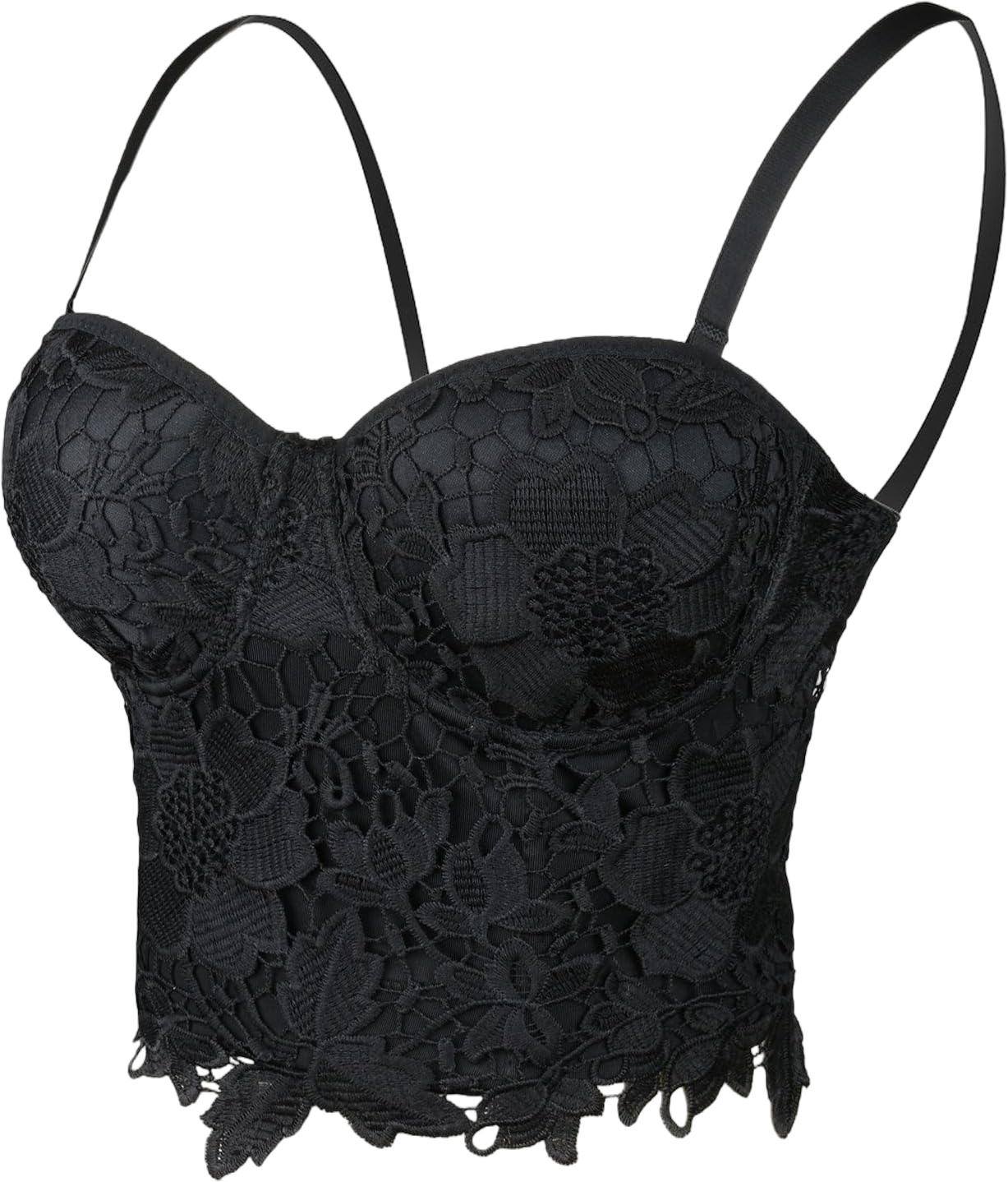 ELLACCI Women's Floral Lace Bustier Crop Top Gothic Corset Bra Tops Black Medium Black