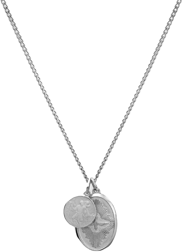 Mens Mini Dove Pendant Necklace, Sterling Silver | Polished Silver 24in