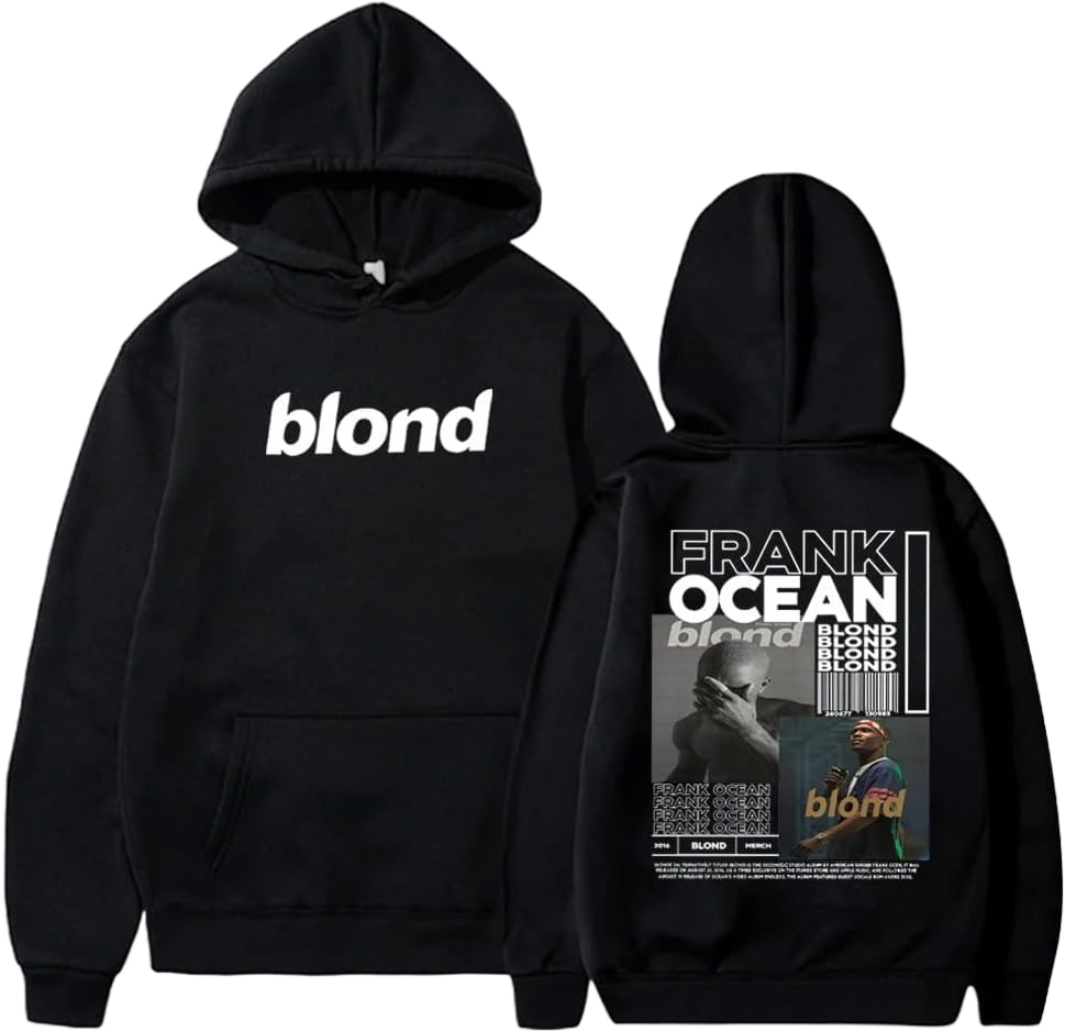 Hoodie Print Blond Hoodie Frank Rapper Blond Album Hoodie Ocean Merch Pullover Tops Streetwear (US, Alpha, X-Small, Regular, Regular, Black)