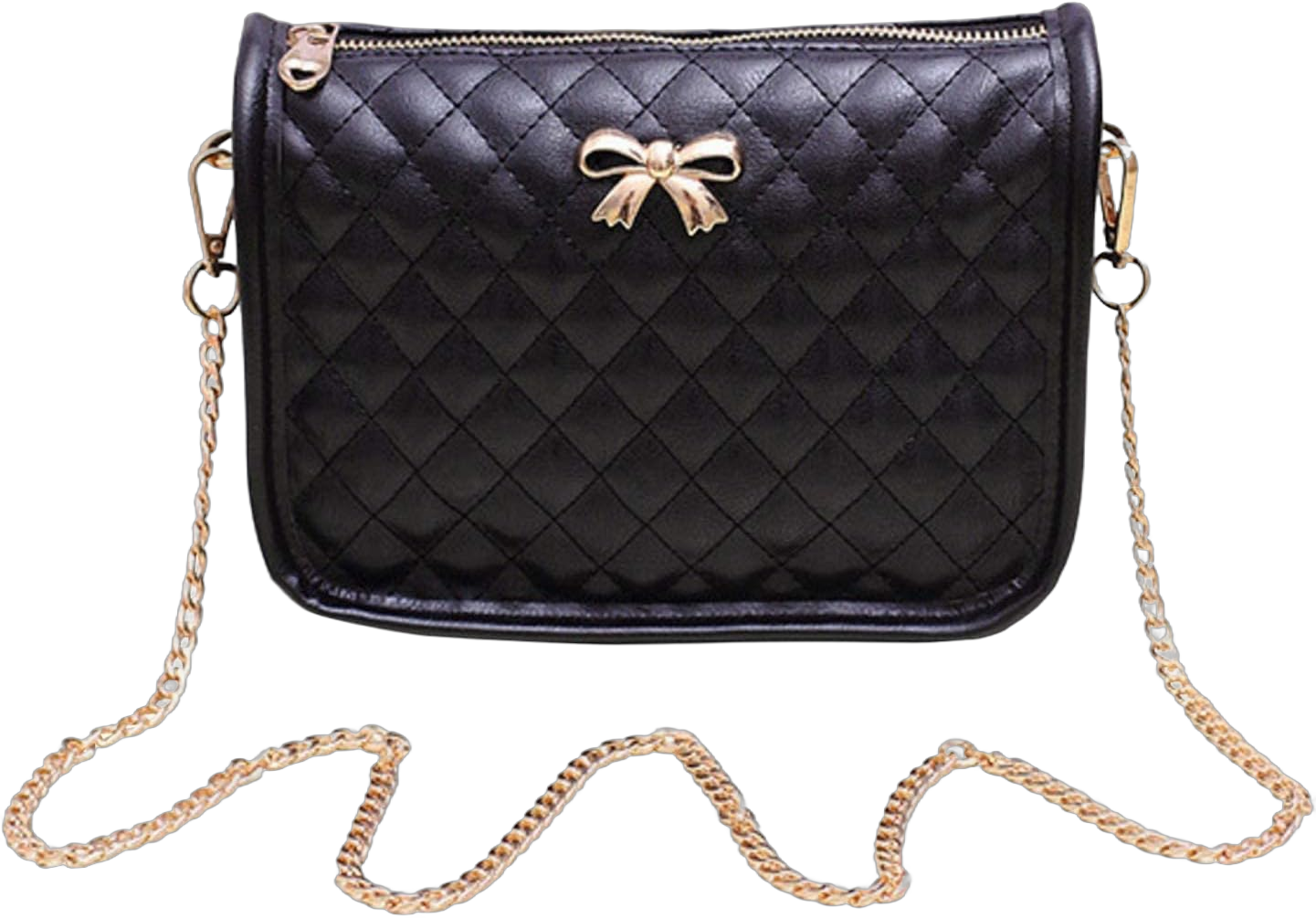 Hanbella Crossbody Purse for Women - Cute Quilted Leather Shoulder Bag with Gold Chain Strap for Teen Girls - Womens Clutch 3-1 Quilted Black