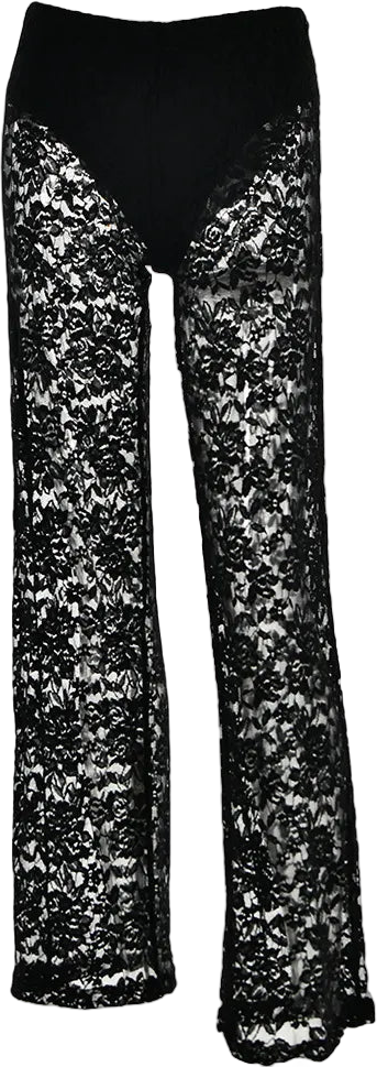 Women Clothing Lace Pant 2024 Summer New Female Sexy Club Hollow Out White Black High Waist Long Trousers Fashion Streetwear