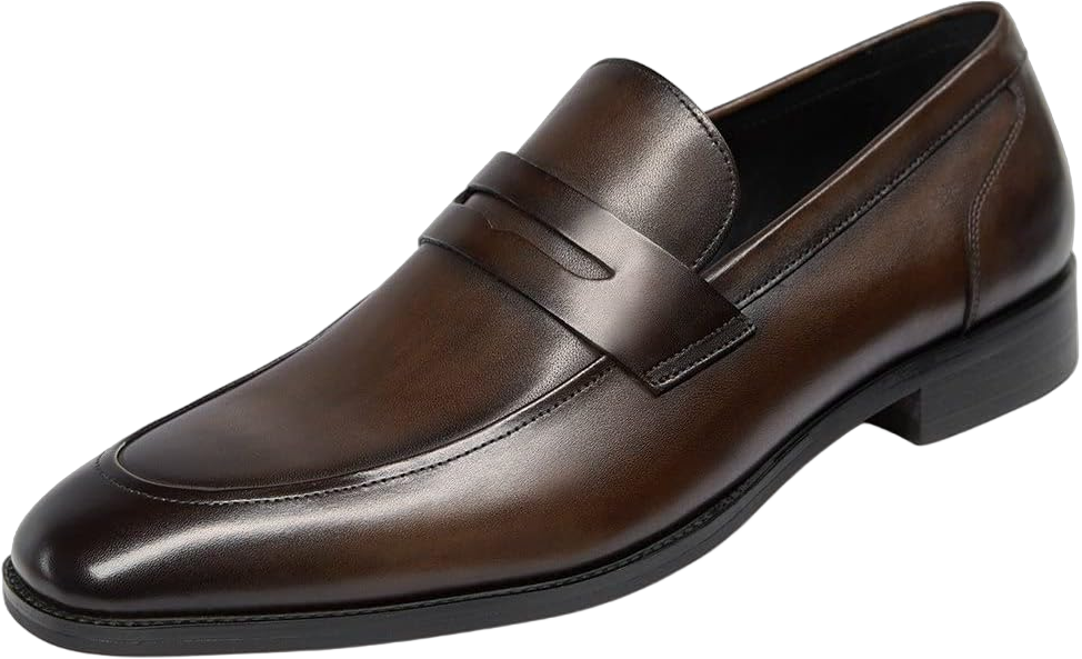 GIFENNSE Men's Dress Shoes Slip-On Loafers Formal Leather Shoes for Men 14 Dark Brown