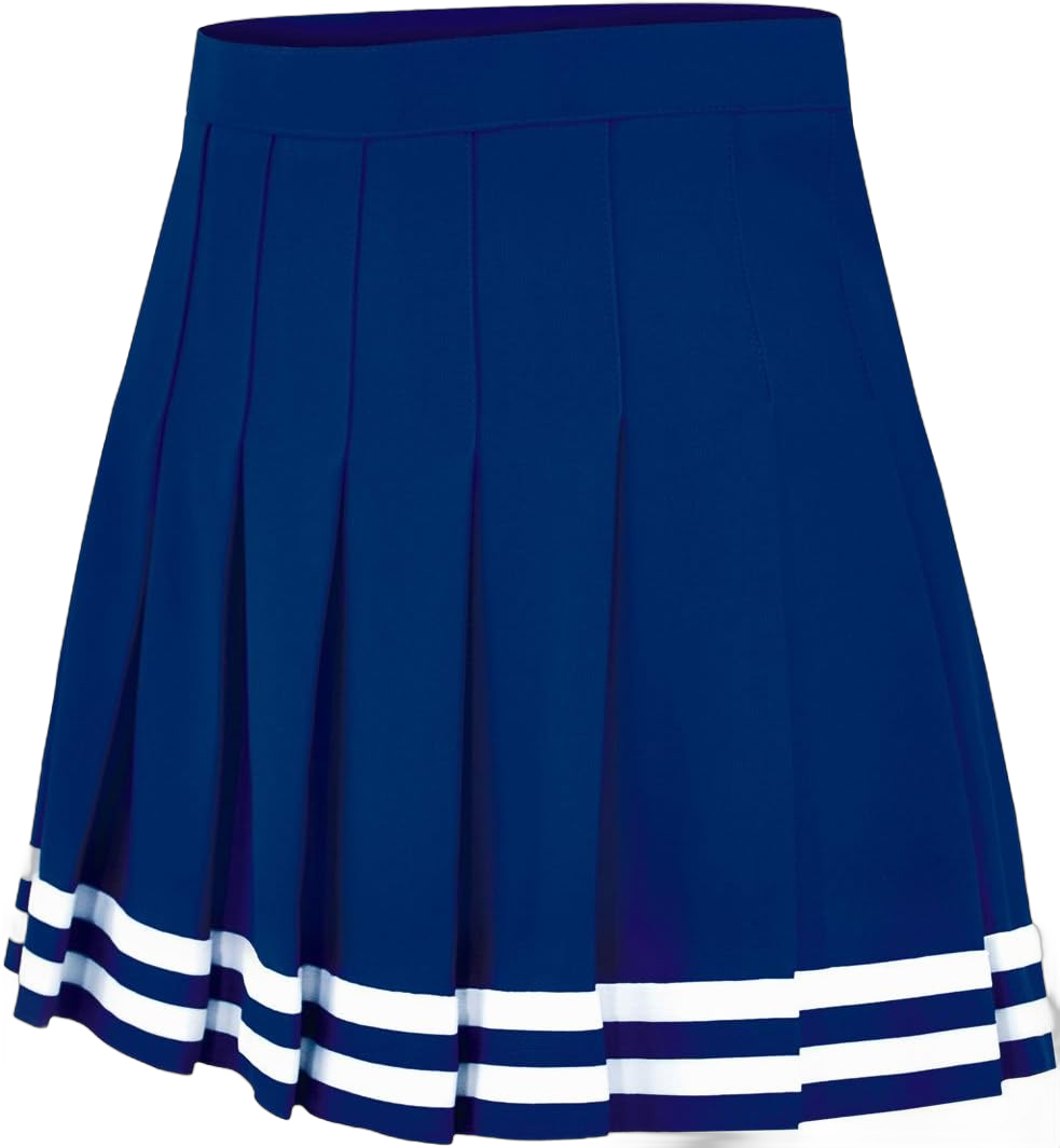 Double-Knit Knife-Pleat Cheerleading Skirt - Cheer Uniform Skirt - Womens Sizes Small Navy