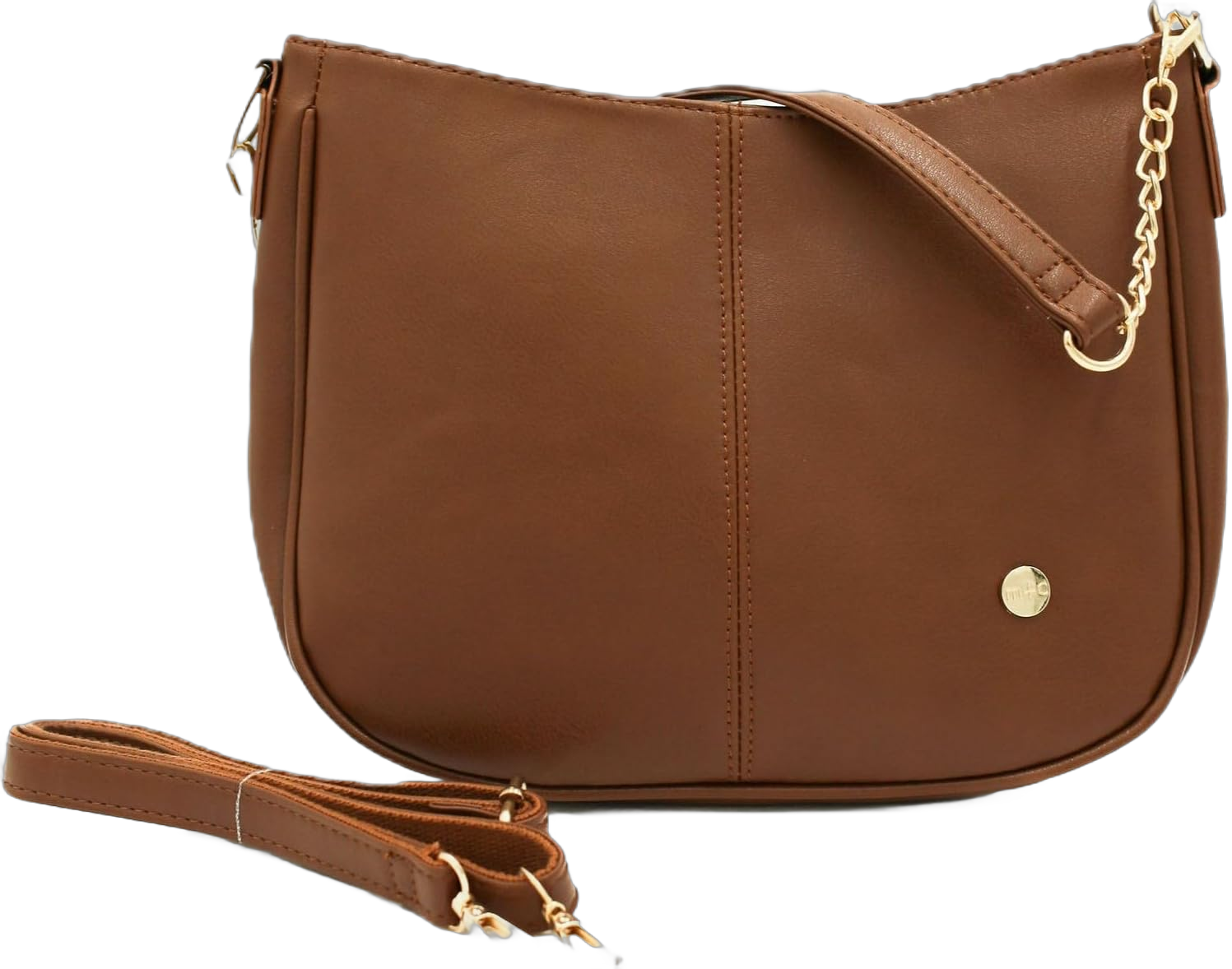 Modern+Chic Crossbody Bags for Women - Marissa Saddle Crossbody, Vegan Leather Shoulder or Handbag with Two Adjustable Straps Russet Brown