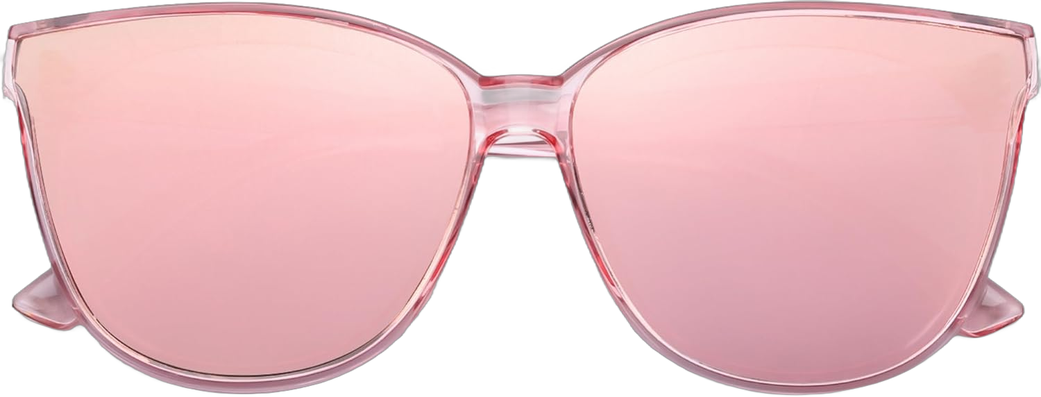 Oversized Cat Eyes Sunglasses for Women Polarized UV Protection Lenses Trendy Large/Big Cateye Style IF1627 C02 Pink/ Rose Gold Mirrored 67 Millimeters