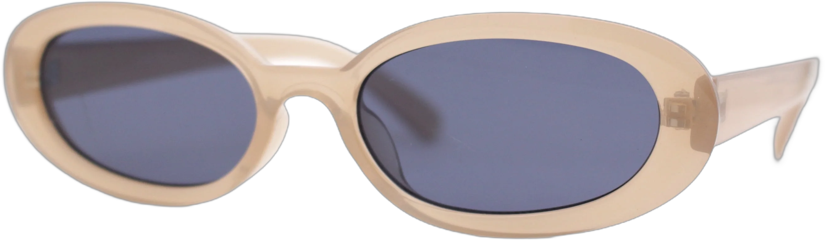 SA106 Womens Mod Thin Plastic Narrow Oval Retro Sunglasses Beige - Black