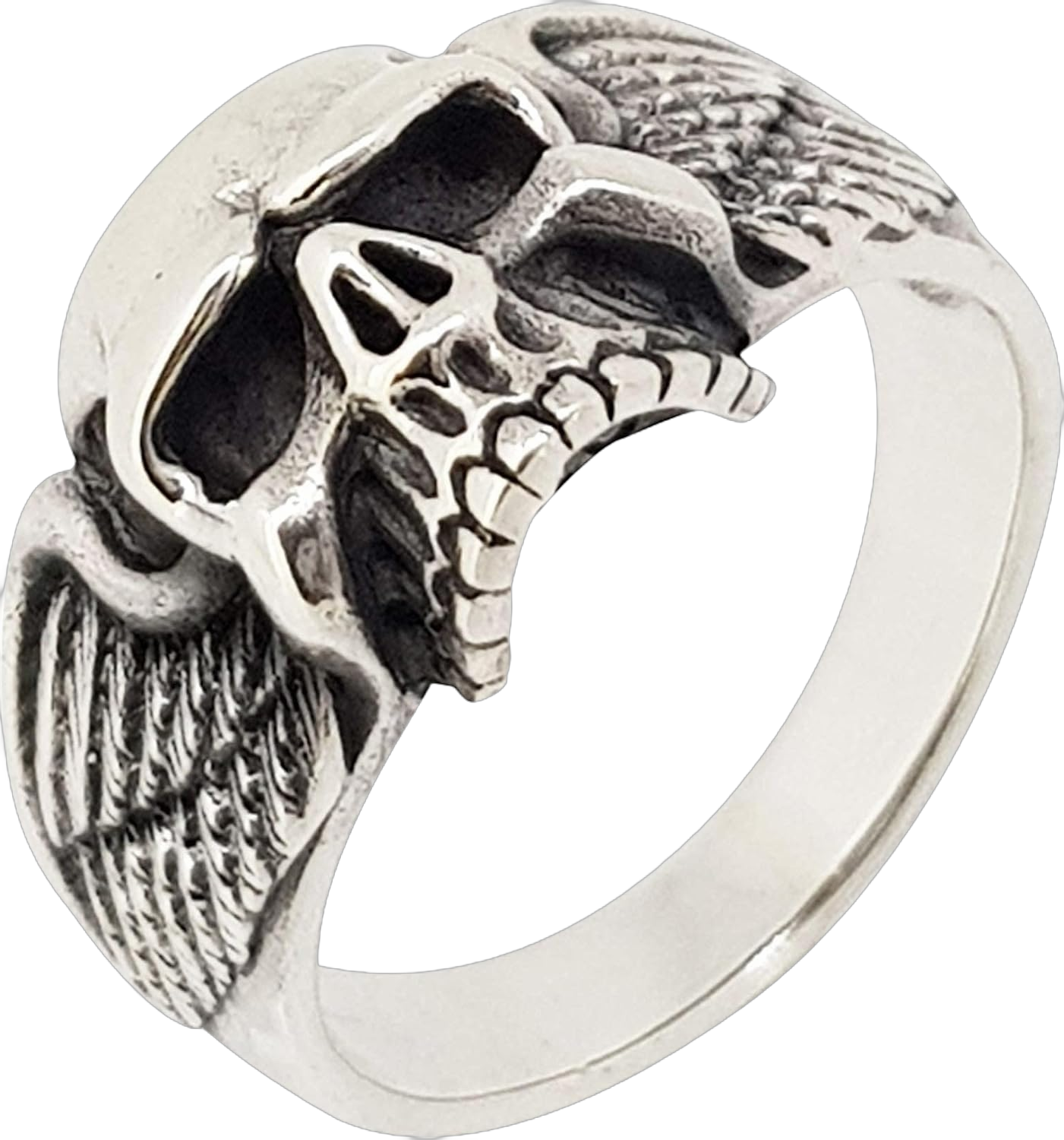 Biker Skull Polished Ring 925 Sterling Silver Band Ring, Biker, Musican, Gothic Ring for Men Size 8, 9, 10, 11, 12, 13, 14