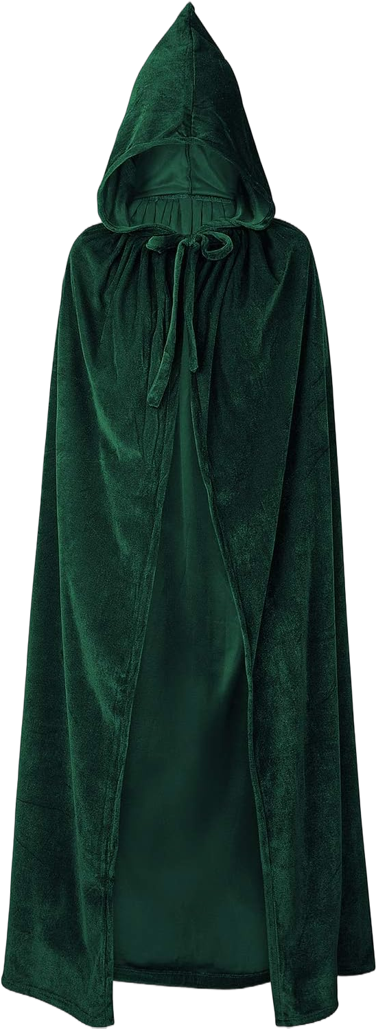 Century Star Unisex Adult Hooded Cloak Long Velvet Cape Halloween Christmas Dress up Cloak Party Cape Deep Green X-Large