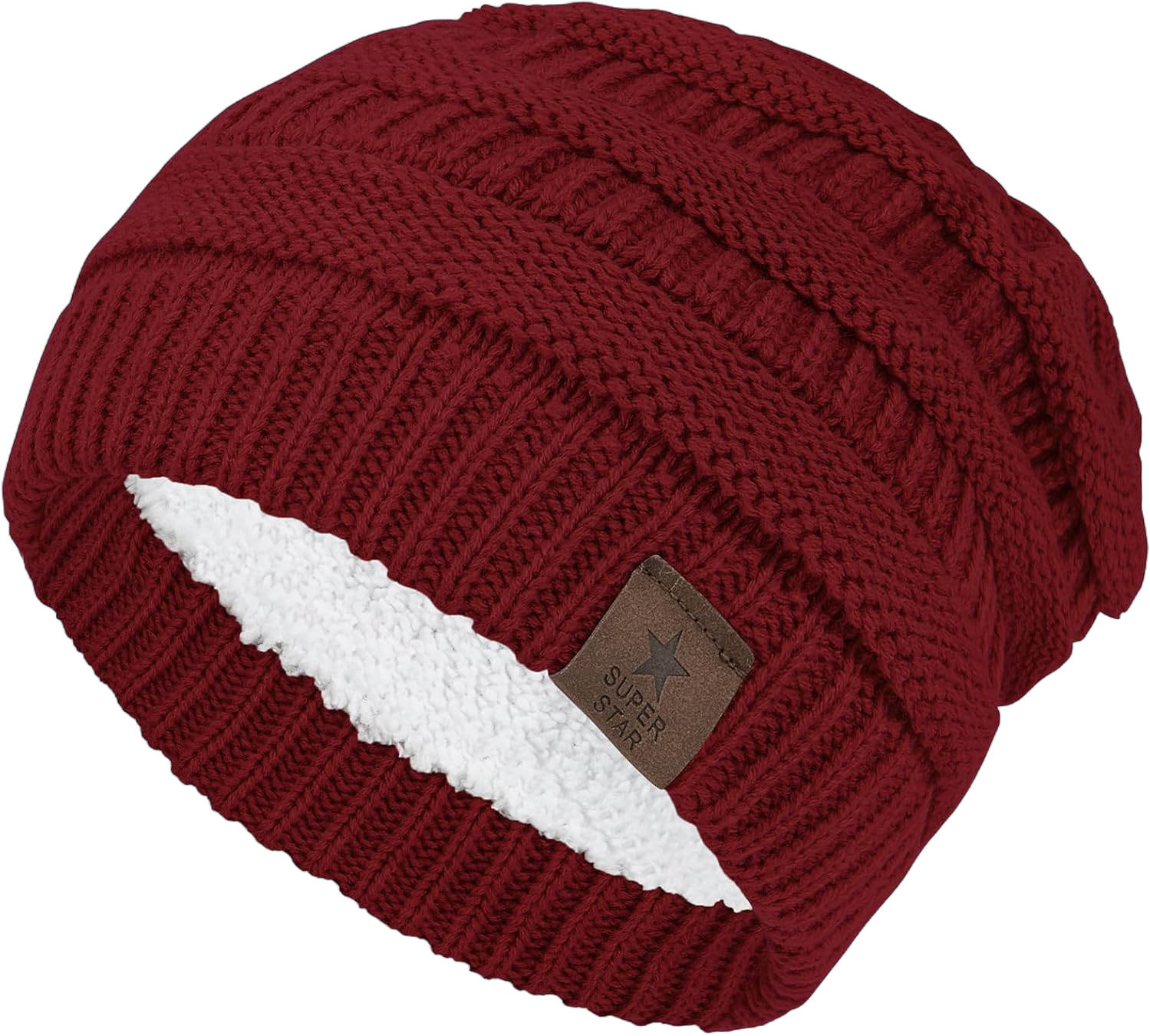 Durio Womens Knit Beanie Winter Thick Solid Fleece Lined Beanie Hats for Women Men Unisex Warm Skiing Beanies One Size Y Burgundy