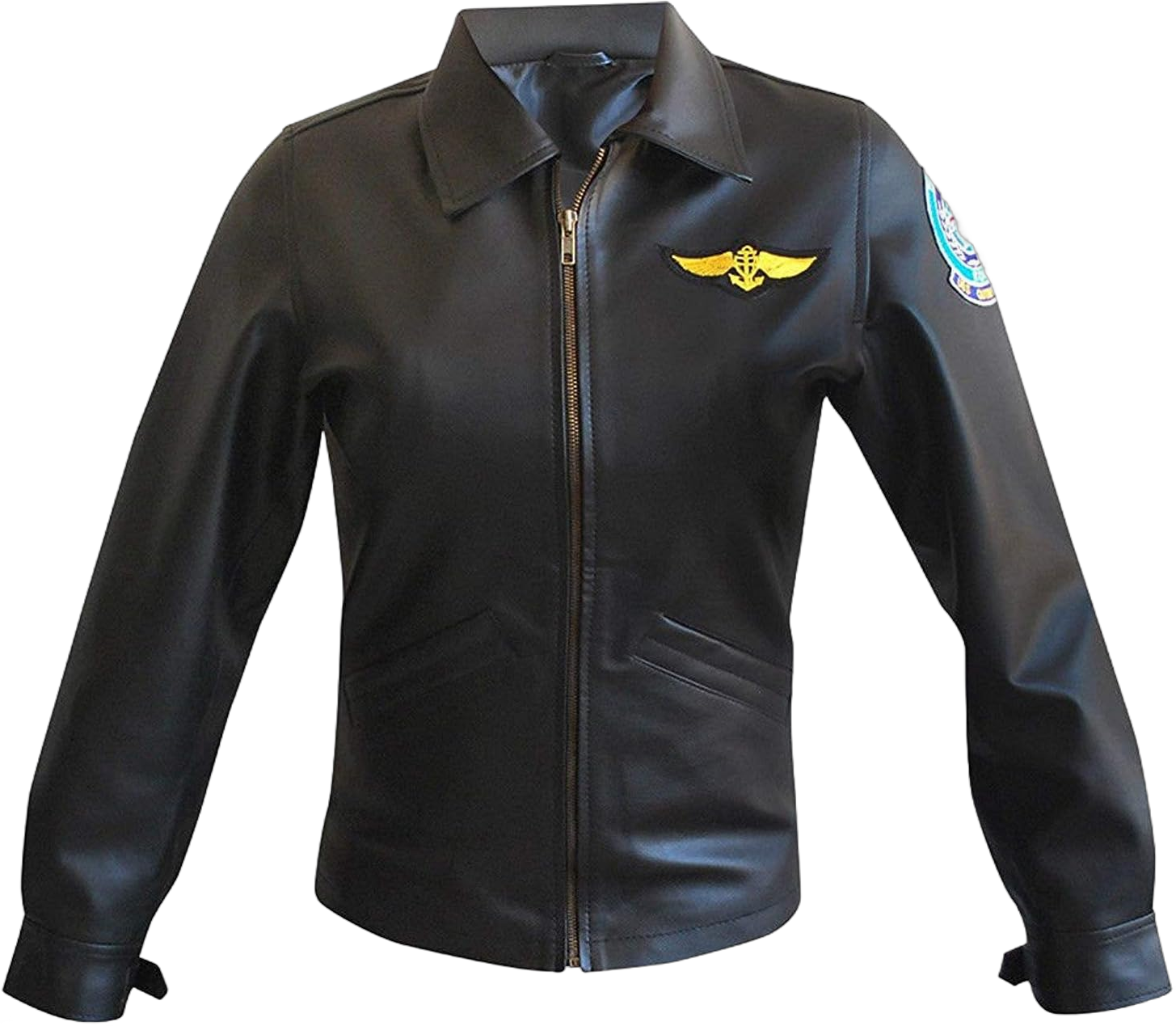 Womens TOP Bomber Jacket - Kelly Mcgillis Costume Charlie Flight Pilot Aviator Black Leather Jacket Small Black Faux Leather Coat