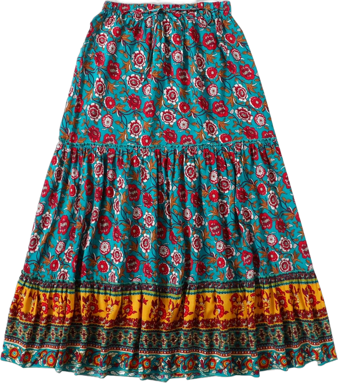 Milumia Women Boho Vintage Floral Print Long Skirt Summer Tiered Maxi Skirt