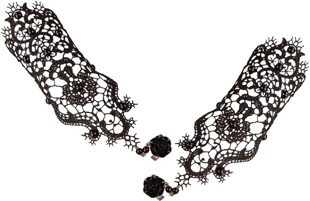 Black Lace Bracelet for Halloween Punk Steampunk Wedding Bridal Bracelet Ring Women Gothic Lace Bracelets Halloween Wristband Bride Gloves Lolita Victorian Costume Party 2 Pack