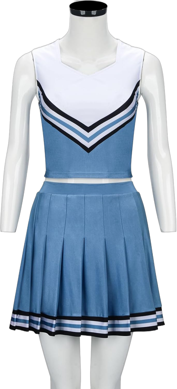 Cheerleader Uniform For Women Olivia Rodrigo Cosplay Girls Blue Tank Tops Pleated Skirt 2PCS Cheerleading Costumes Medium