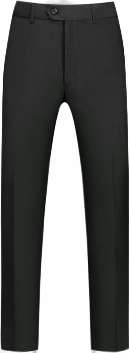 Lars Amadeus Dress Pants for Men's Slim Fit Flat Front Business Suit Chino Trousers 30 Black