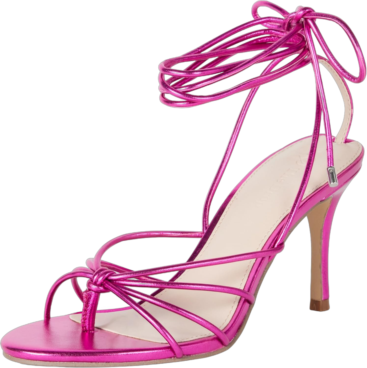 The Drop Women's Archie Lace-up Strappy Heeled Sandal Open Toe Heels 8.5 Magenta Metallic