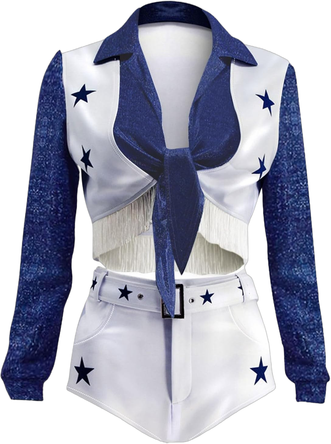 Cheerleader Outfit for Women Halloween Costumes Woman 2024 Cowboy Cheerleader Costume Star Tops Hot Shorts Belt Set White Small