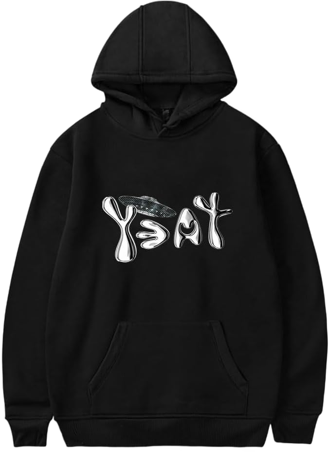 Rapper Yeat Hoodie Long Sleeve Hooded Sweatshirt Unisex Hip Hop Fashion Clothes XX-Large Black