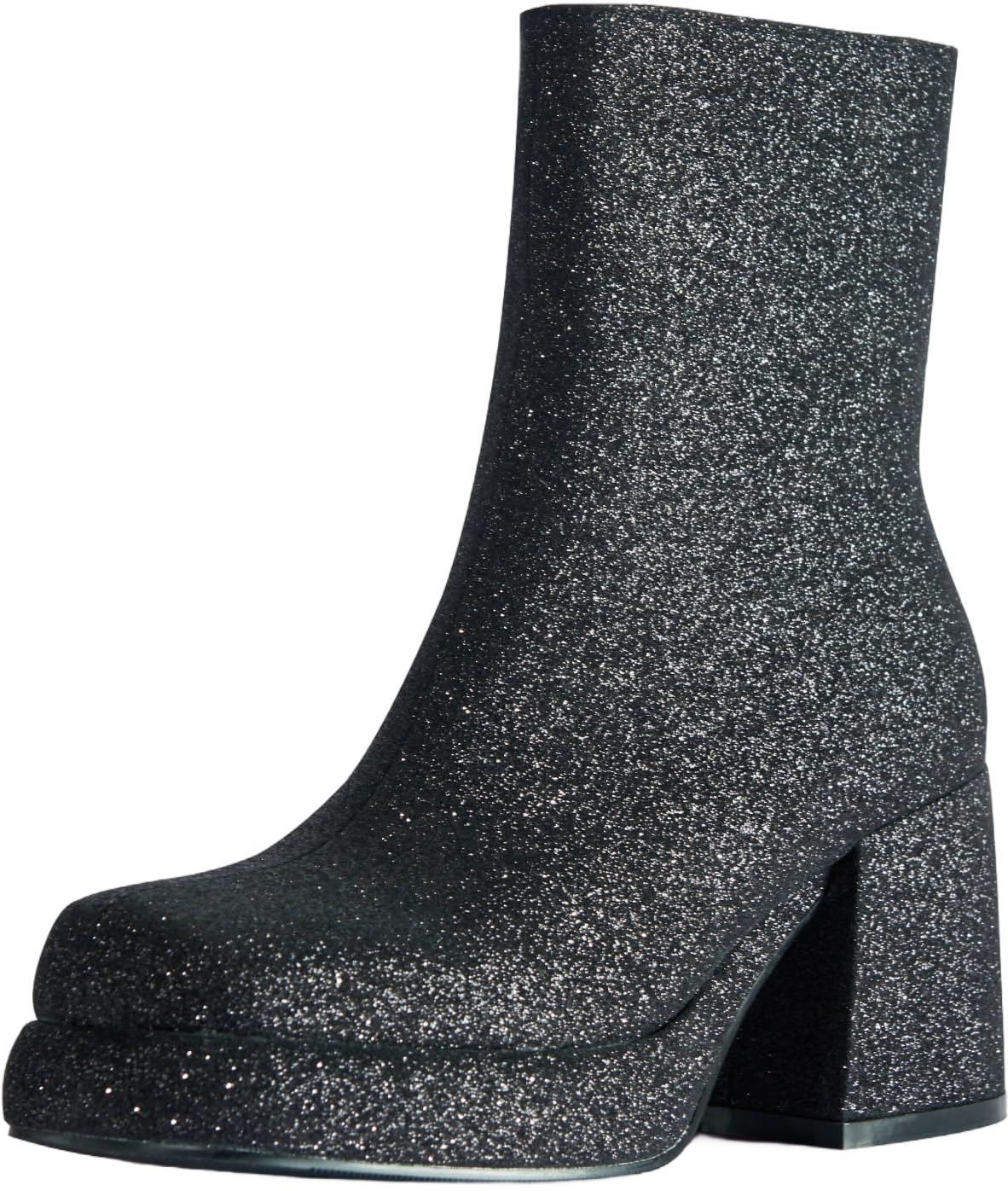 Sparkly Glitter Boots For Women,Sparkle Platform Chunky Heel Ankle Boots,Cute Sequin Gogo Booties Side Zipper Boots Party Dress Office Boots