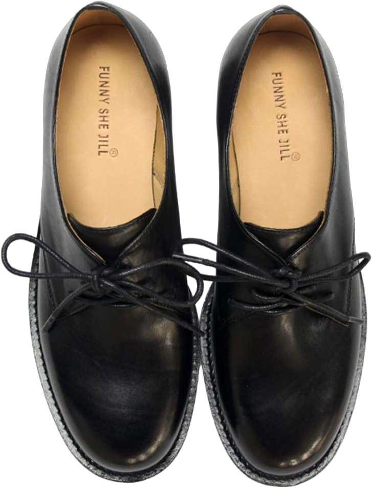 FSJ Women Leather Classic Lace up Flat Oxford Low Heel Round Toe Casual Dress Pump Shoes Size 4-12 US 12 Black