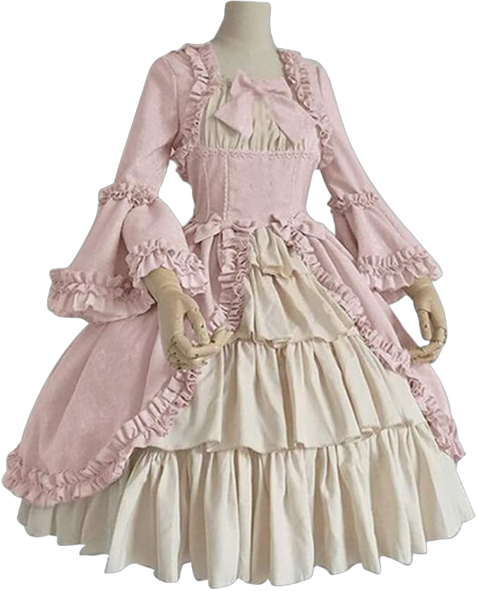 Womens Lolita Gothic Dress with Vintage Bow Ruffle Cosplay Party Cocktail Sexy Punk Dress Steampunk Vintage Uniform Pink Small