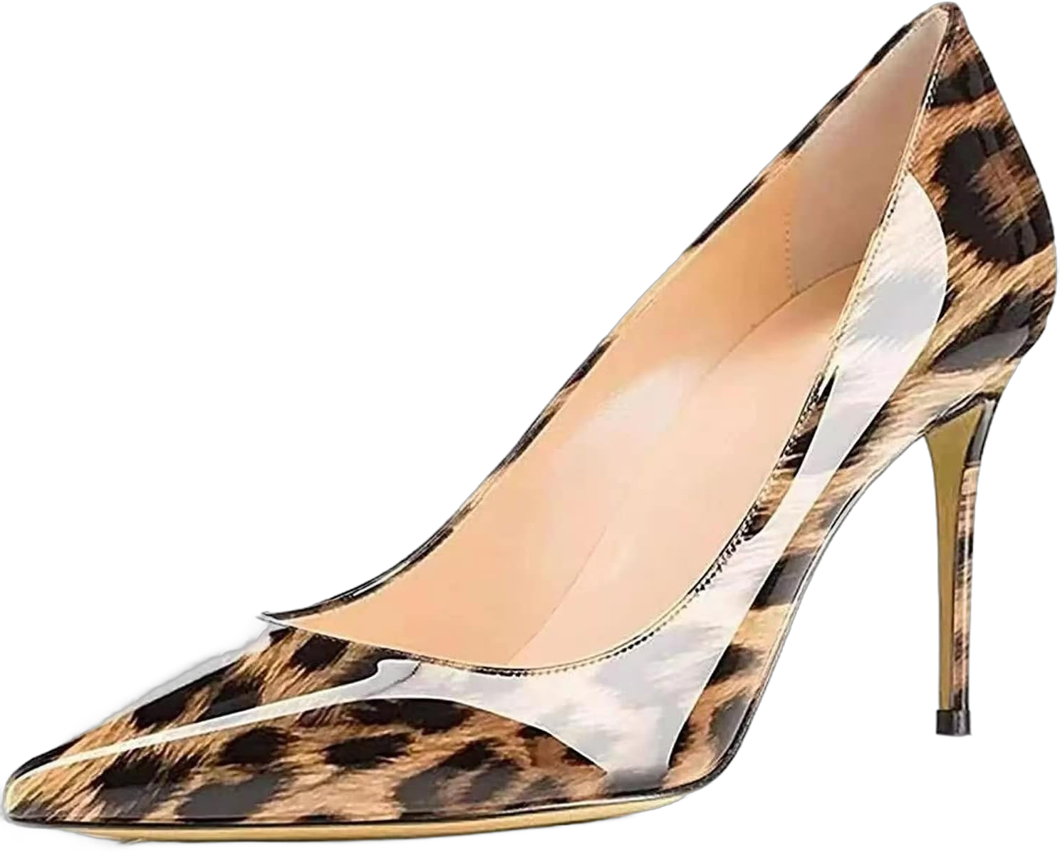 Axellion Women's Closed Toe Stiletto Pumps, Pointed Toe High Heels for Wedding, Prom, Office & Daily Wear 10.5 Leopard Print