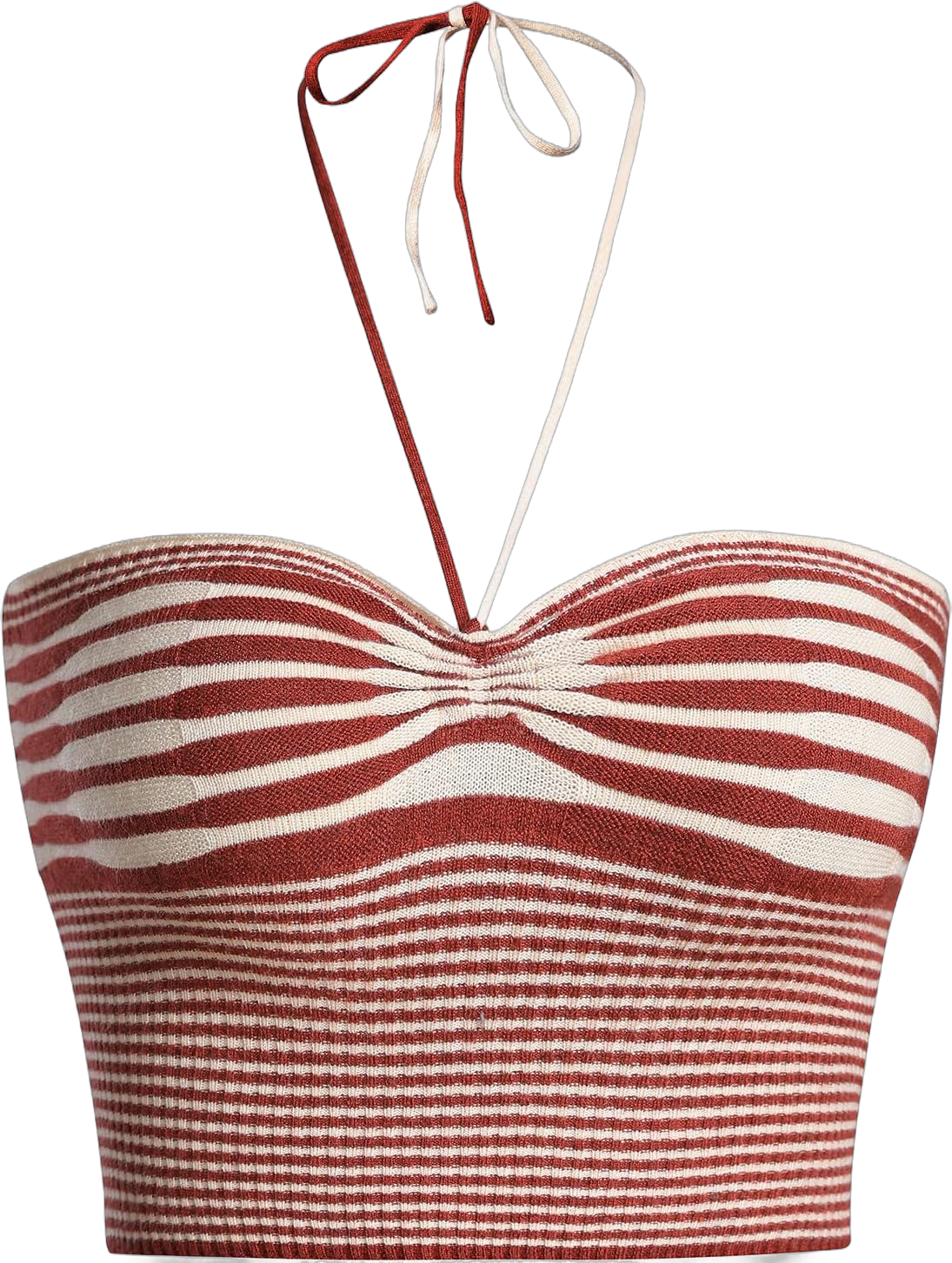 SweatyRocks Women's Striped Tie Backless Halter Top Sleeveless Knitted Crop Cami Tank X-Large Red White